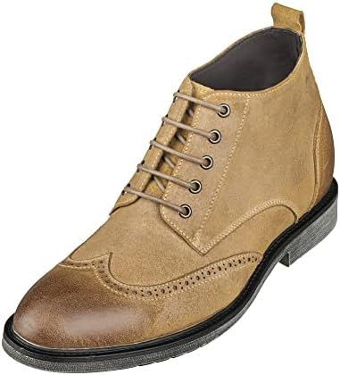Light Brown Premium Leather Lace-up Lightweight Wing-tip Work Boots