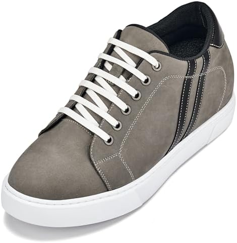 Nubuck Grey Leather Lace-up Fashion Sneakers