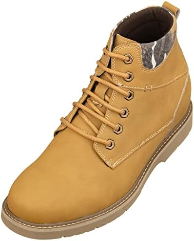 Nubuck Khaki Leather Lace-up Round-Toe Work Boots