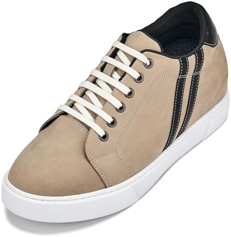 Nubuck Taupe Leather Lace-up Fashion Sneakers