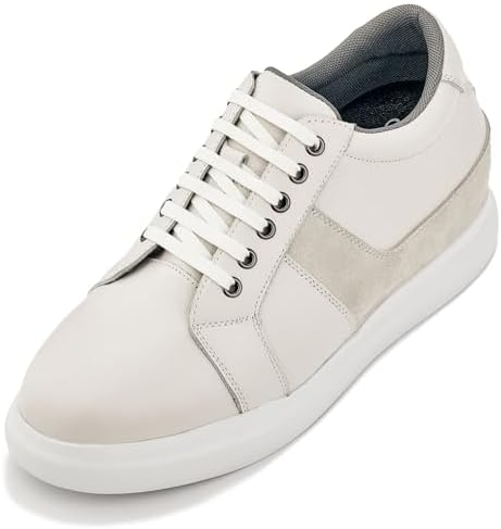 Off White Lightweight Leather Lace-up Fashion Sneakers