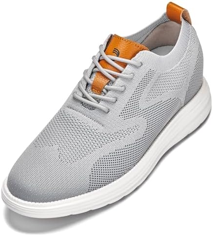 Pewter Grey/Brown Ultra Light-Weight Lace-up Knitted Casual Sporty