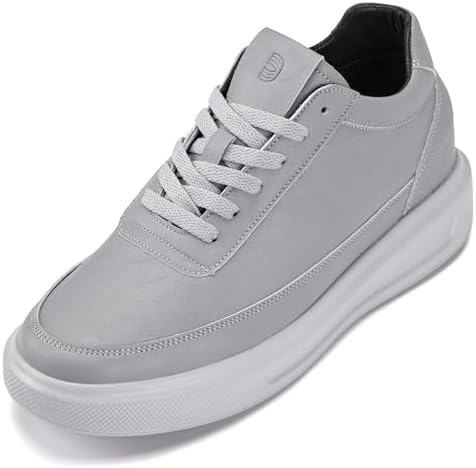 Pewter Grey Lightweight Lace-up Leather Sporty Sneakers