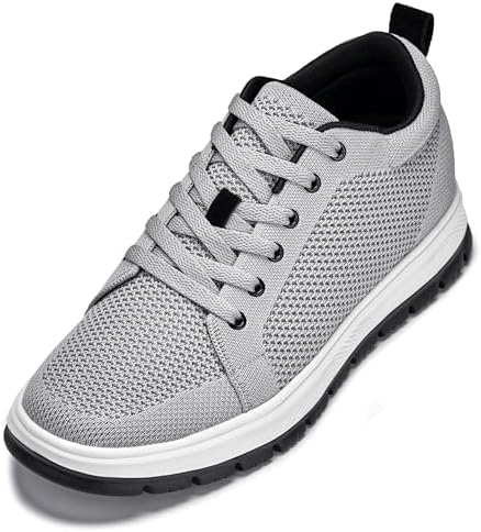 Pewter Grey/White & Black Sole Light-Weight Lace-up Knitted Casual