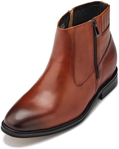 Rust Brown Premium Leather Lightweight Zipper Boots