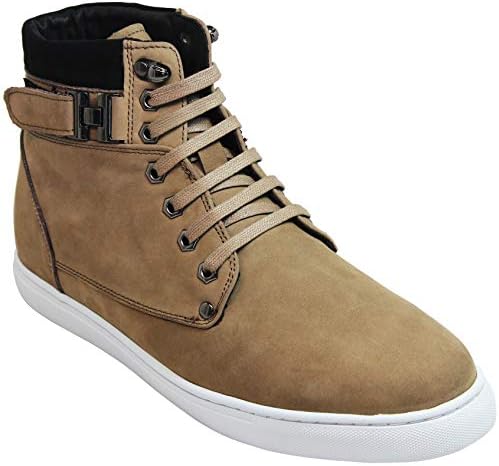 Tan Brown Nubuck Leather Lace-up Fashion Sneakers