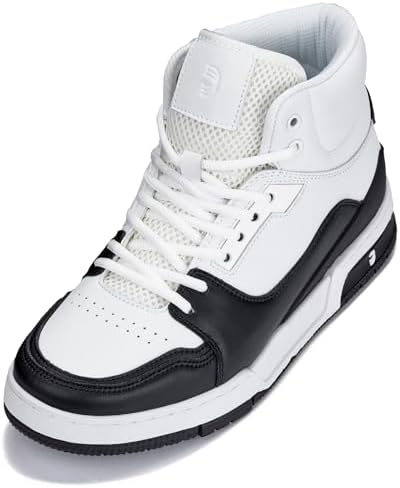 White/Black Lace-up Sporty High Top Sneakers