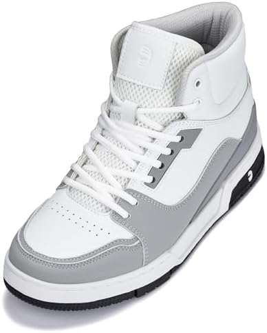 White/Grey Lace-up Sporty High Top Sneakers