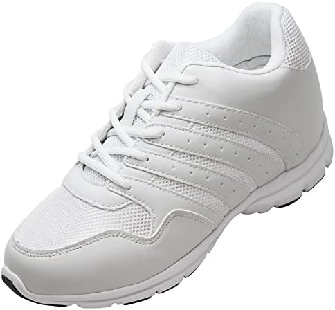 White Leather/Mesh Lace-up Lightweight Sporty Trainer Sneakers