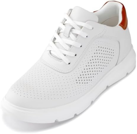 White Lightweight Lace-up Leather Sporty Sneakers