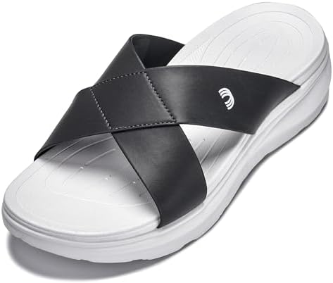 White/Matte Steel Grey Ultra Light-Weight Slip-on Comfort Sandals