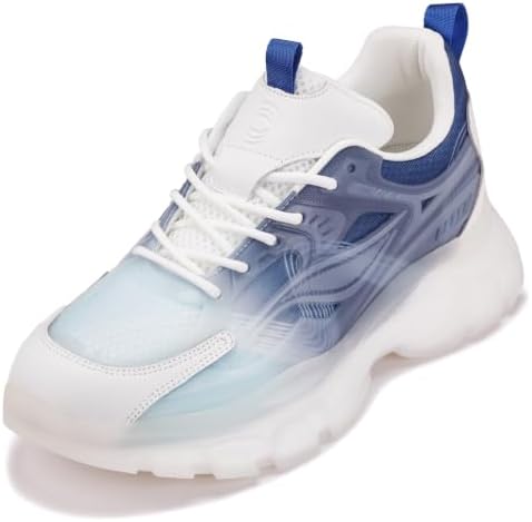 White/Navy Cushioned High-top Sporty Fashion Sneakers