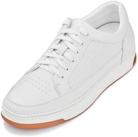 White/Off-White & Gum Sole Premium Leather Lace-up Fashion Sneakers