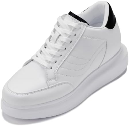 White/White Sole Light-Weight Lace-up Leather Chunky Sole Sneakers